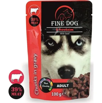Fine Dog kapsička adult hovězí v omáčce 22 × 100 g