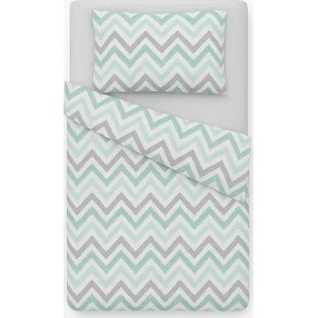 Povlečení BabyTýpka 3-dílná sada povlečení - Cikcak Mint Grey
