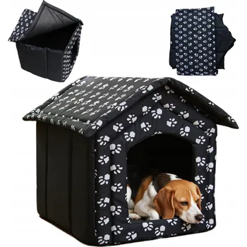 Pelíšek pro psa Pelíšek s budkou fuks bílo-černé XXL obdélníkové s polštářem