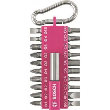 Bit BOSCH Sada 21 šroubovacích nástavců s karabinou (fuchsiová) 2.607.002.821