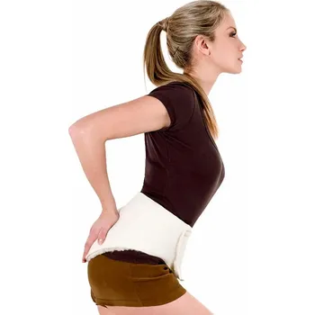 Babička Ovečková Elastický ledvinový pás z ovčí vlny merino na suchý zip přírodní M