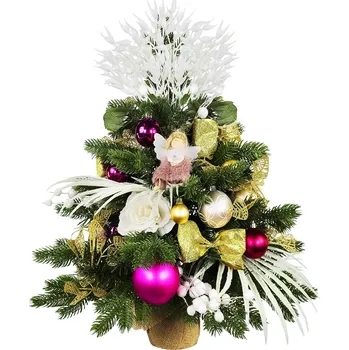 LAALU Vánoční stromek zdobený s LED osvětlením - RŮŽOVÉ OKOUZLENÍ II, 37 ks ozdob, 60 cm