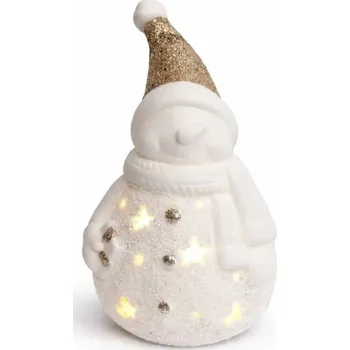 Velikonoční dekorace DECOLED LED dekorace keramický sněhulák, 9,3 × 8,8 × 16,5 cm, teple bílá, 2× LR44