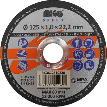 Brusný kotouč MAGG SPEED Řezný kotouč na kov 125x1,0x22mm RKQS12510220
