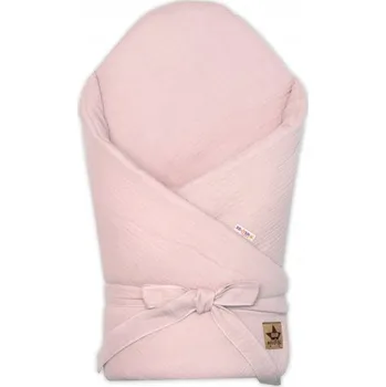 Baby Nellys Mušelínová zavinovačka s výztuží na zavazování 75 × 75 cm, pudrově růžová
