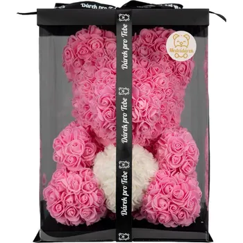 Hračka Medvídárek Big Classic 40 cm - růžový s bílým srdcem