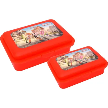 Svačinový box Sada svačinových boxů, 2 dílná, Hurvínek Ulice červený