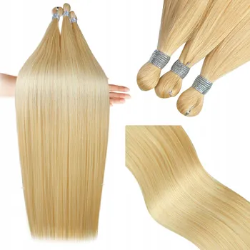 Příčesek Syntetické bioproteinové vlasy pro prodlužování, umělé, světle blond, dlouhé