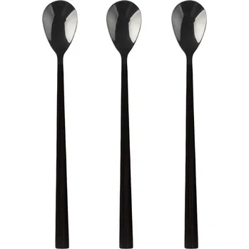 Příbor DuraHome Lžička koktejlová PIANO, 3ks, matná, černá