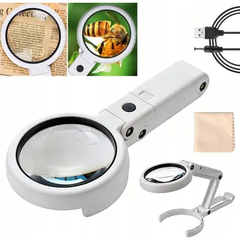 Lupa LUPA 5X/11X ZVĚTŠOVACÍ SKLO S 8 LED OSVĚTLENÍM, SKLÁDACÍ, PRO ČTENÍ