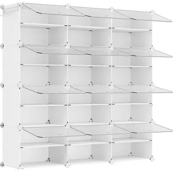 Botník Modulární botník Lux s 12 dvířky čirý/bílý