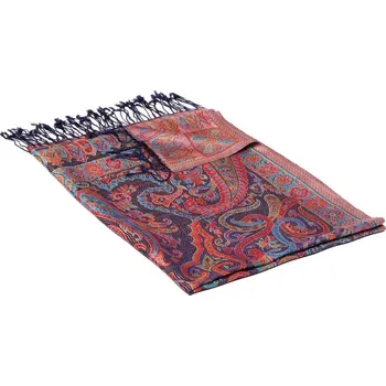 Šála Hedvábná šála Super velká tmavě modrá s tyrkysovou a červenou