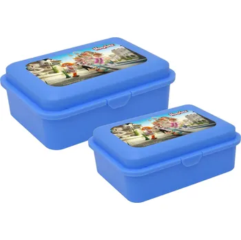 Svačinový box Sada svačinových boxů, 2 dílná, Hurvínek Ulice modrý