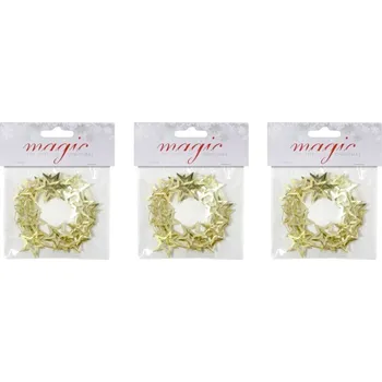 LAALU Vánoční dekorace - řetěz zlatý s hvězdičkami, 2 m, 3 ks