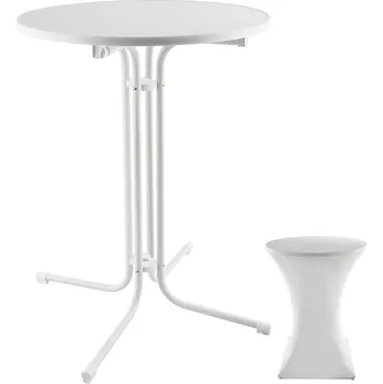 Zahradní nábytek TECTAKE Zahradní stůl Eren, skládací, s potahem, 90 cm, bílý