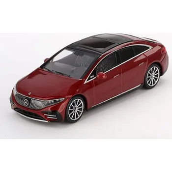 autíčko Mercedes-Benz EQS 580 4MATIC červená RHD Pravostranné Řízení 1:64 - MiniGT Mercedes EQS - kovový model