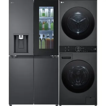 Set domácích spotřebičů LG GMG960EVEE + LG WashTower WT1210BBF