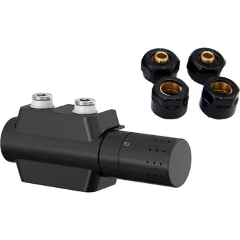 Radiátor UNI-SADA, universální středový ventil, Černá