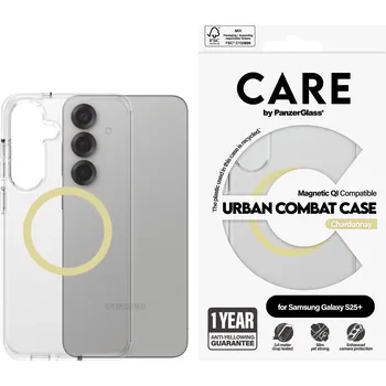 Pouzdro na mobilní telefon PanzerGlass CARE kryt Samsung Galaxy S25+ Urban Combat čirý/žlutozelený QI (Chardonnay)