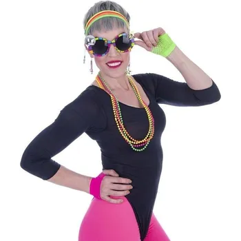 Karnevalová maska Funny Fashion Sada Retro Disco neon brýle, čelenka, rukavice, náušnice a korále