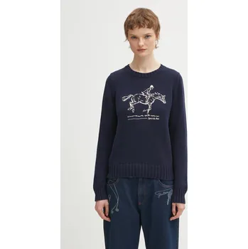 Dámský svetr Bavlněný svetr Sporty & Rich Horse Knitted, L, námořnická modř, 59X