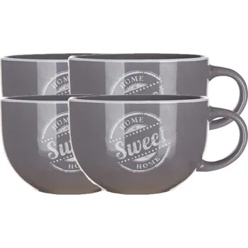 Stolování BANQUET Hrnek keramický jumbo SWEET HOME 730 ml, šedý, 4ks