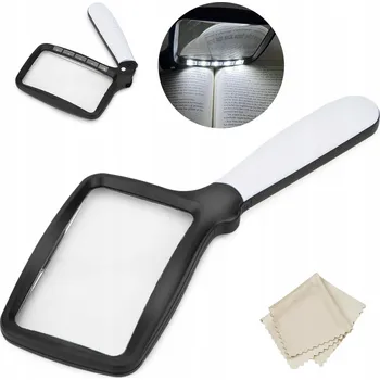 Lupa Velká lupa na čtení 3X s LED světlem, skládací sklo