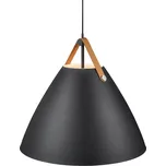 NORDLUX Designový lustr s koženým popruhem Strap, průměr 270 × 270 mm, 40 W, černý