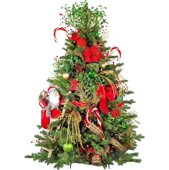 LAALU Vánoční stromek zdobený - SANTA CLAUS II, 87 ks ozdob, 180 cm