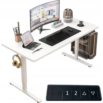Psací stůl Elektrický výškově nastavitelný stůl bílý 160x80 cm, rozsah 72-118 cm