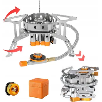Turistický vařič MINI TURISTICKÝ PLYNOVÝ VAŘIČ NA KARTUŠE S ADAPTÉREM VÝKONNÝ 5800W