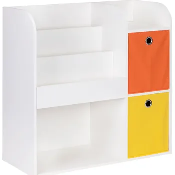 Knihovna ECOTOYS ZKB-02A Dětský regál s přihrádkami a koši 89 × 35 × 88 cm, bílý
