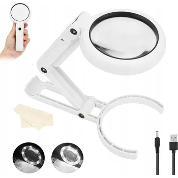 Lupa KOSMETICKÁ LUPA SE SKLO, ZVĚTŠOVACÍ, PODSVÍCENÁ, SKLÁDACÍ, LED