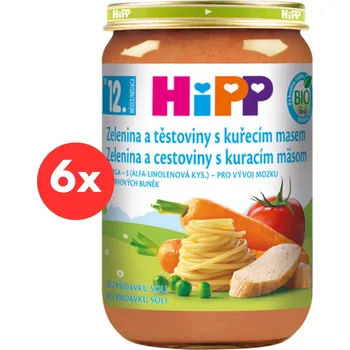 Dětská výživa HiPP BIO Zelenina a těstoviny s kuřecím masem - 6× 220 g