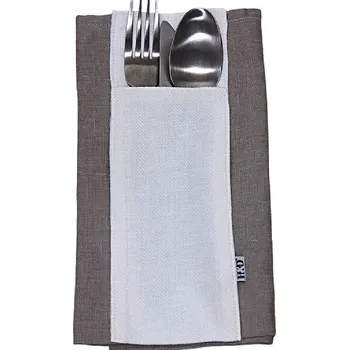 Příbor H&D Pouzdro na příbor, 8×24 cm, len, bílá