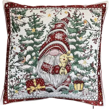 Povlečení Home of Christmas Žakárový vánoční povlak na polštář s motivem Trpaslík 50 × 50 cm