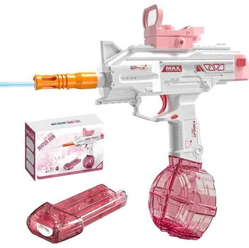 Dětská zbraň BATTLE Elektrická vodní pistole - UZI-SMG, 2 zásobníky, růžová