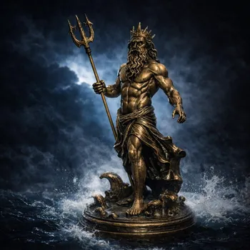 Starověký řecký Poseidon — sběratelská bronzová soška v antickém stylu, 24 cm