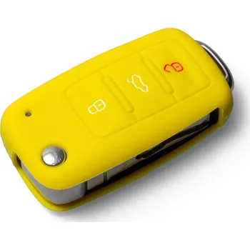 Ochranné silikonové pouzdro na klíč pro VW/Seat/Škoda s vystřelovacím klíčem, barva žlutá