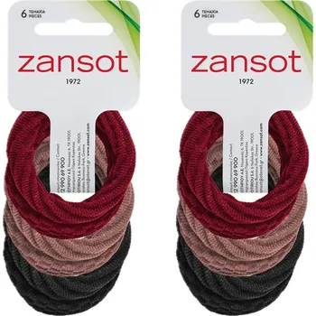 Zansot Elastické vlasové gumičky velké, tkanina, 12 ks, černé, růžové, červené