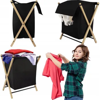 Koš na prádlo Volně stojící koš na prádlo Rodeno 58 l, hnědý, černý