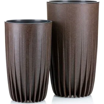 Květináč Sada 2 květináčů STRIPPED ECO kávově hnědá/Espresso