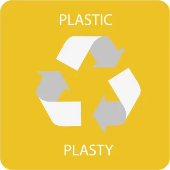 Odpadkový koš Alda Samolepka pro odpadkový koš pro tříděný odpad - PLAST, žlutá, 17,5 × 17,5 cm