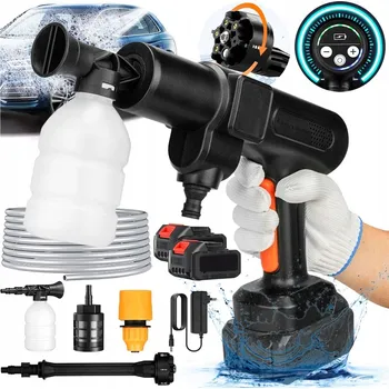 Vysokotlaký čistič AKUMULÁTOROVÁ TLAKOVÁ MYČKA ZAHRADNÍ BEZDRÁTOVÁ LCD 200 BAR + 2X AKU