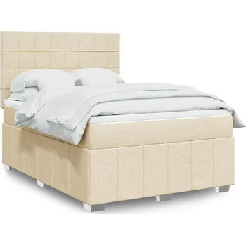 Postel vidaXL Box spring postel s matrací 140 x 190 cm textil [3291669] Barva: krémová