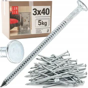 Hřebík Hřebíky prstencové 40mm 3x40 pozinkované vroubkované paletové 5kg