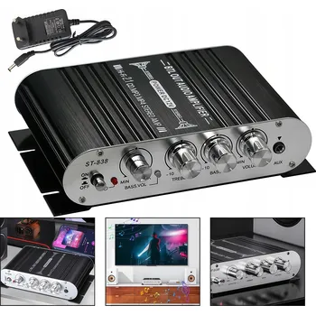 Hi-Fi Zesilovač HIFI ZESILOVAČ ZVUKU ST-838 STEREO 20WX2+40W MINI PŘEHRÁVAČ ZESILOVAČ