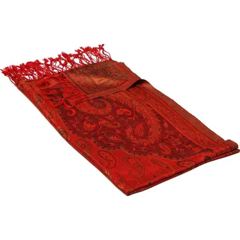 Šála Hedvábná šála Super střední Wangmo červená se zelenou