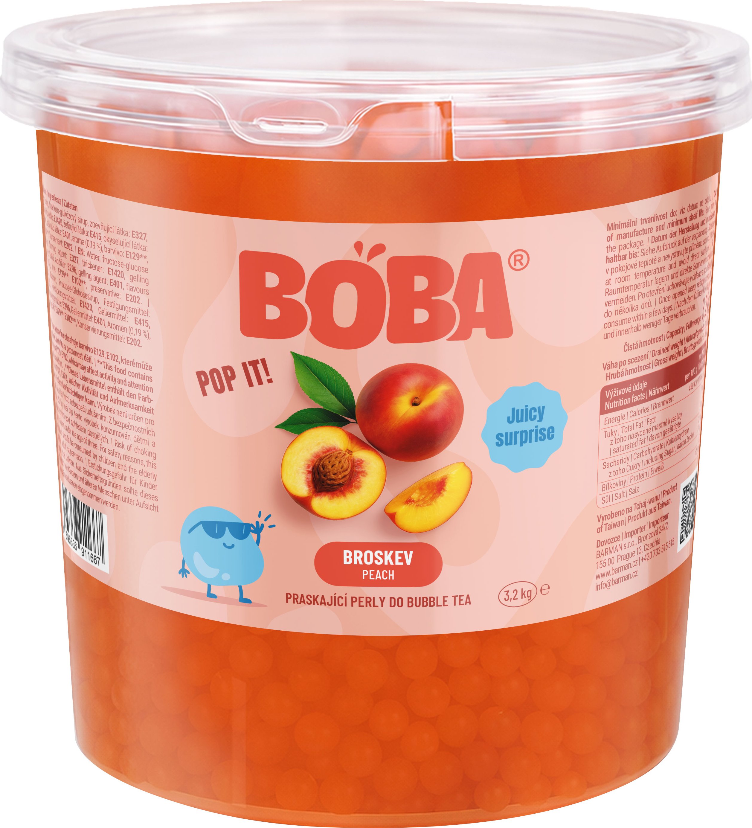 Boba Broskev kuličky do Bubble Tea 3,2 Kg
