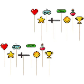 Party dekorace Godan Zapichovátka do cupcaku Game on Pixel - Minecraft, 16 ks